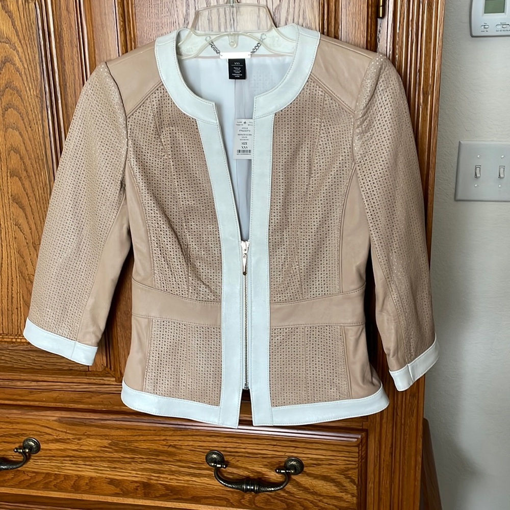 White House Black Market Leather Jacket NWT xxs